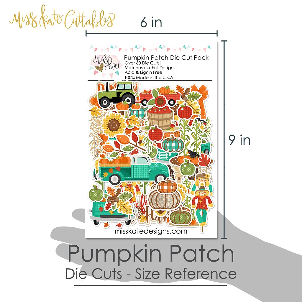 Fall Pumpkin Patch Paper Die Cuts - 60+ Premium Cardstock Scrapbook Embellishments for Autumn Crafts, DIY Cards, and Seasonal Home Decor by Miss Kate Cuttables