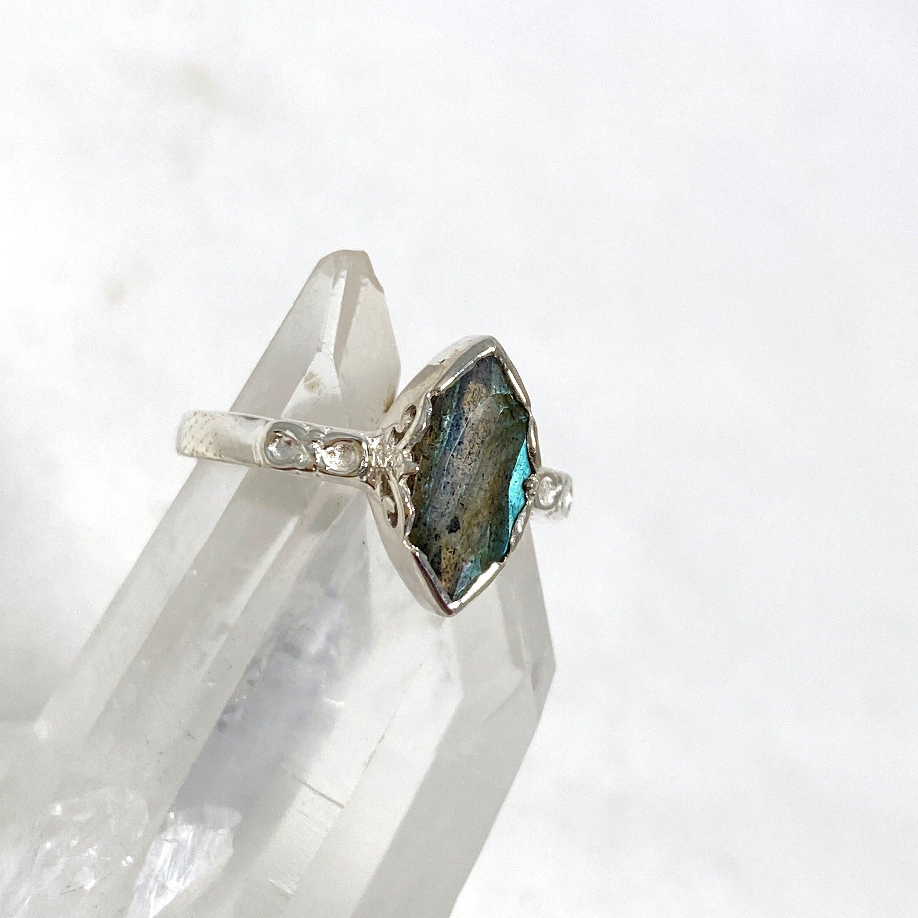 Labradorite Faceted Marquise Ring R3726 - Elegant Gemstone Jewelry for Women, Perfect for Weddings & Special Occasions