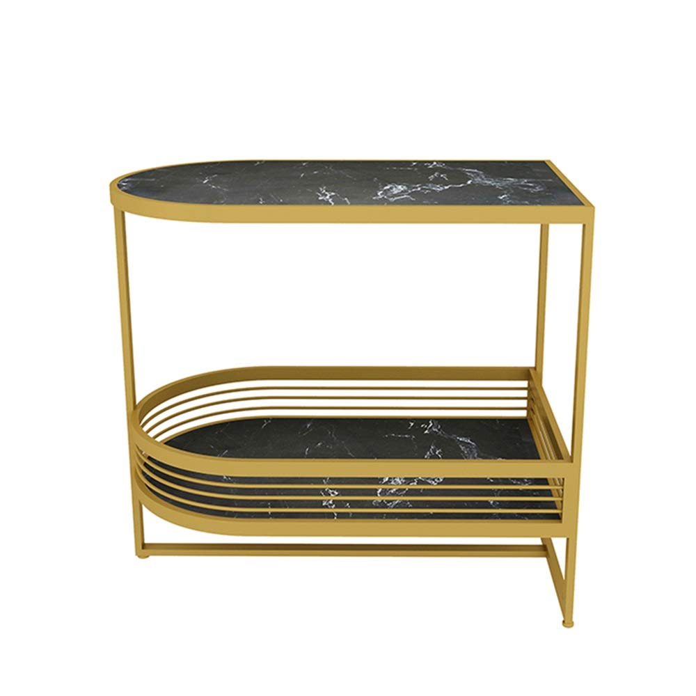 Black Marble Coffee Table ZR-Wall Side Table - Living Room Corner Sofa End Table, Bathroom Shelf, Kitchen Storage Rack, Hotel Trolley - Perfect for Small Spaces, Apartments & Modern Home Decor