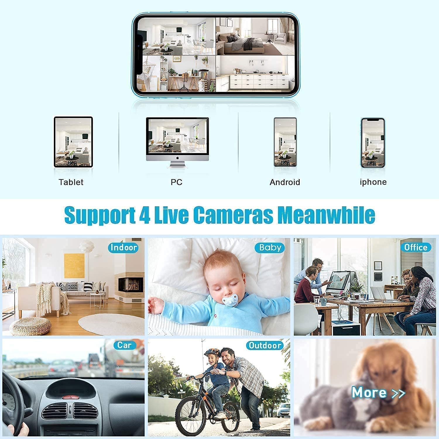 Mini WiFi Security Camera - Indoor/Outdoor Wireless Home Surveillance, Pet & Baby Monitor, No WiFi Needed for Recording | Perfect for Home, Office, Nursery & Pet Areas