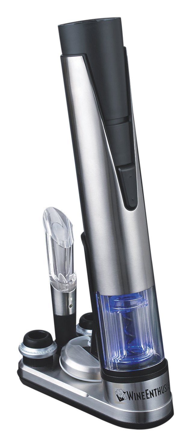 Premium 2-in-1 Electric Wine Bottle Opener & Preserver Set - Automatic Corkscrew with Vacuum Sealer & 7 Stainless Steel Accessories - Perfect for Home Bars, Dinner Parties & Wine Tasting Events