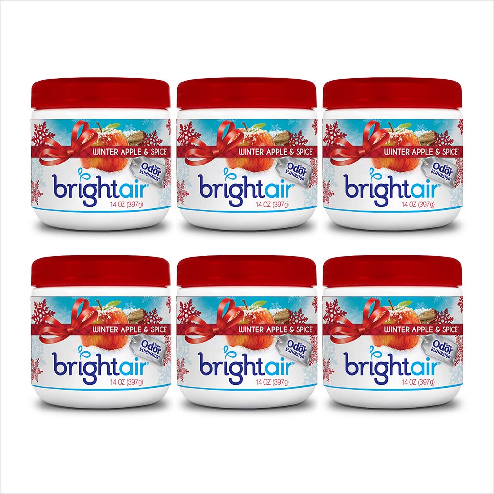 Bright Air Solid Air Freshener & Odor Eliminator - Winter Apple Spice Scent, 14oz (6-Pack) | Long-Lasting Fragrance for Home, Office, Car & Bathroom