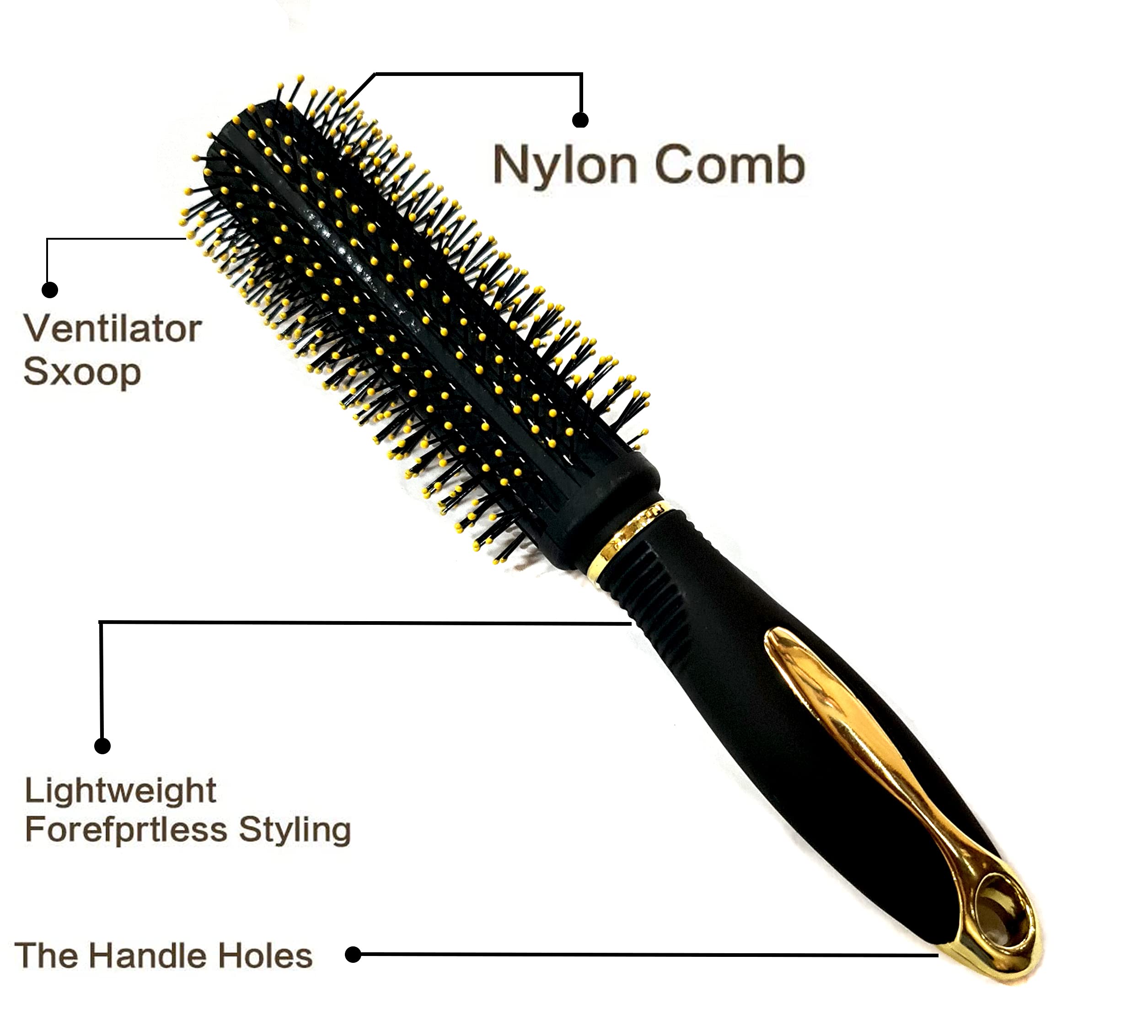 Professional Round Brush for Blow Drying Hair - Styling, Curling & Straightening Hair Brush with Round Barrel - Perfect for Salon, Home Use & Travel Hair Styling