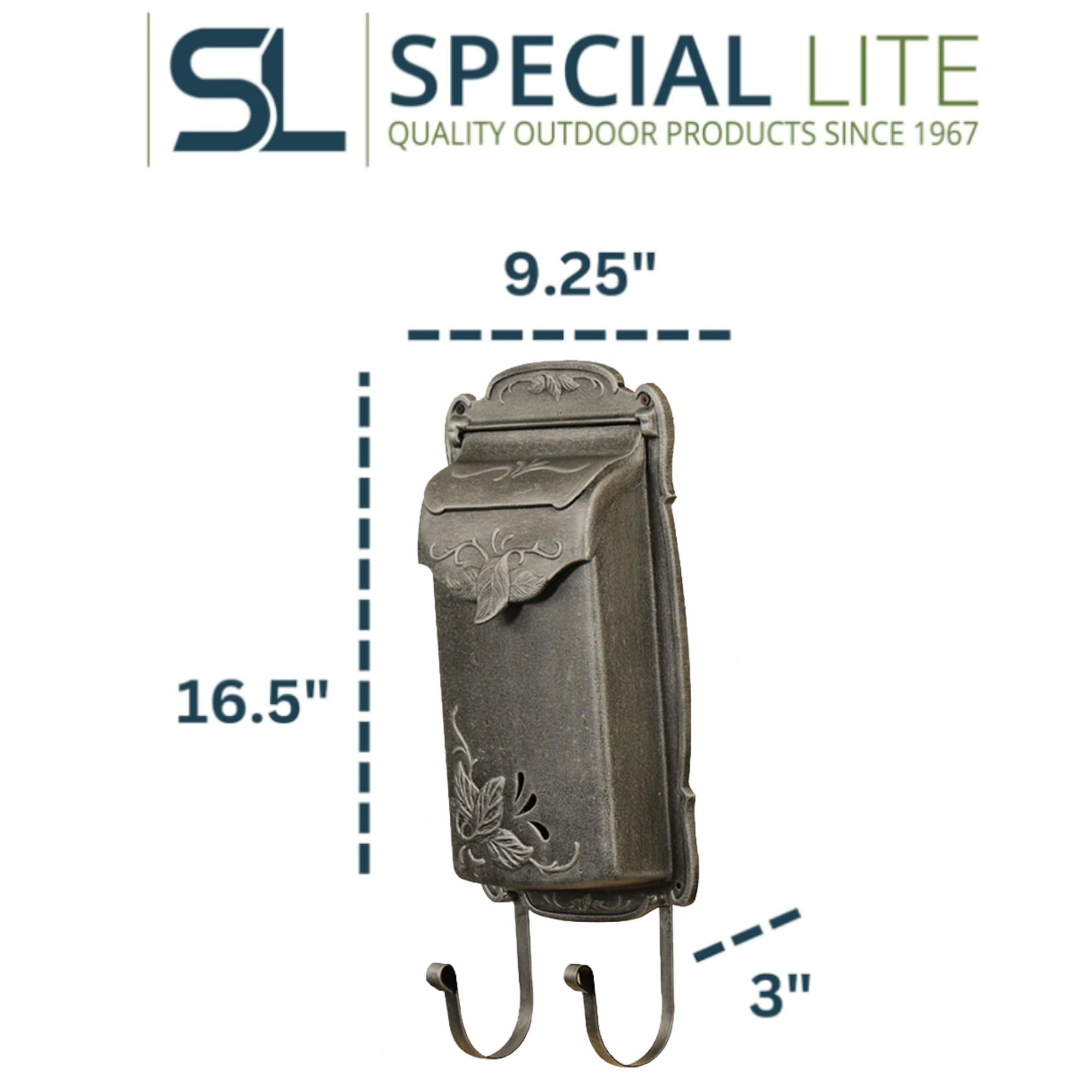 Special Lite Floral Vertical Wall Mount Mailbox - Swedish Silver Cast Aluminum Mailbox for Wall Mount - SVF-1001-SW | Durable Outdoor Mailbox for Homes, Apartments & Offices | Perfect for Front Door, Garden & Patio