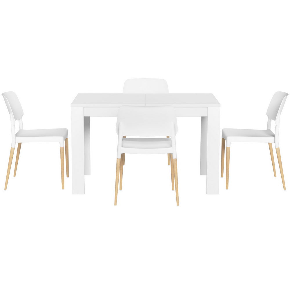 Artiss 5-Piece White Wood Dining Table Set with 4 Chairs - Perfect for Kitchen, Dining Room & Small Space Gatherings
