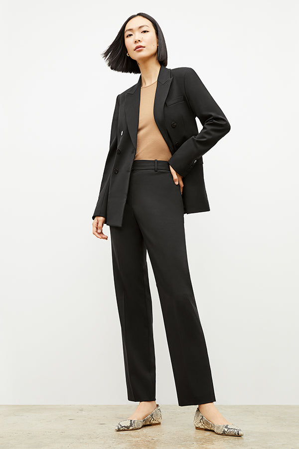 Smith Straight Trouser Washable Wool Twill Pants for Men - Classic Black Dress Pants for Office, Business & Formal Occasions