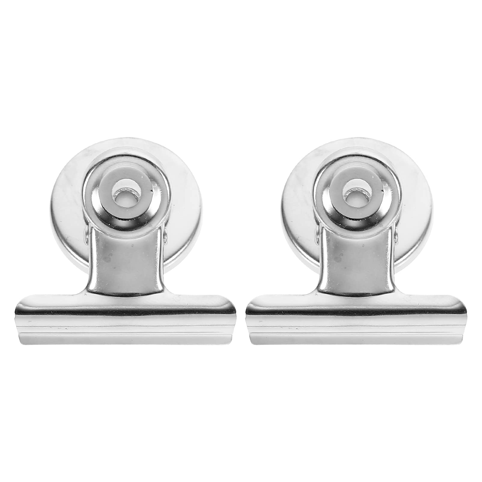 Cabilock 2-Pack Silver Metal Magnetic Refrigerator Clips - Strong Food Sealing Clips for Kitchen, Office & School - Perfect for Organizing Recipes, Notes & Snack Bags