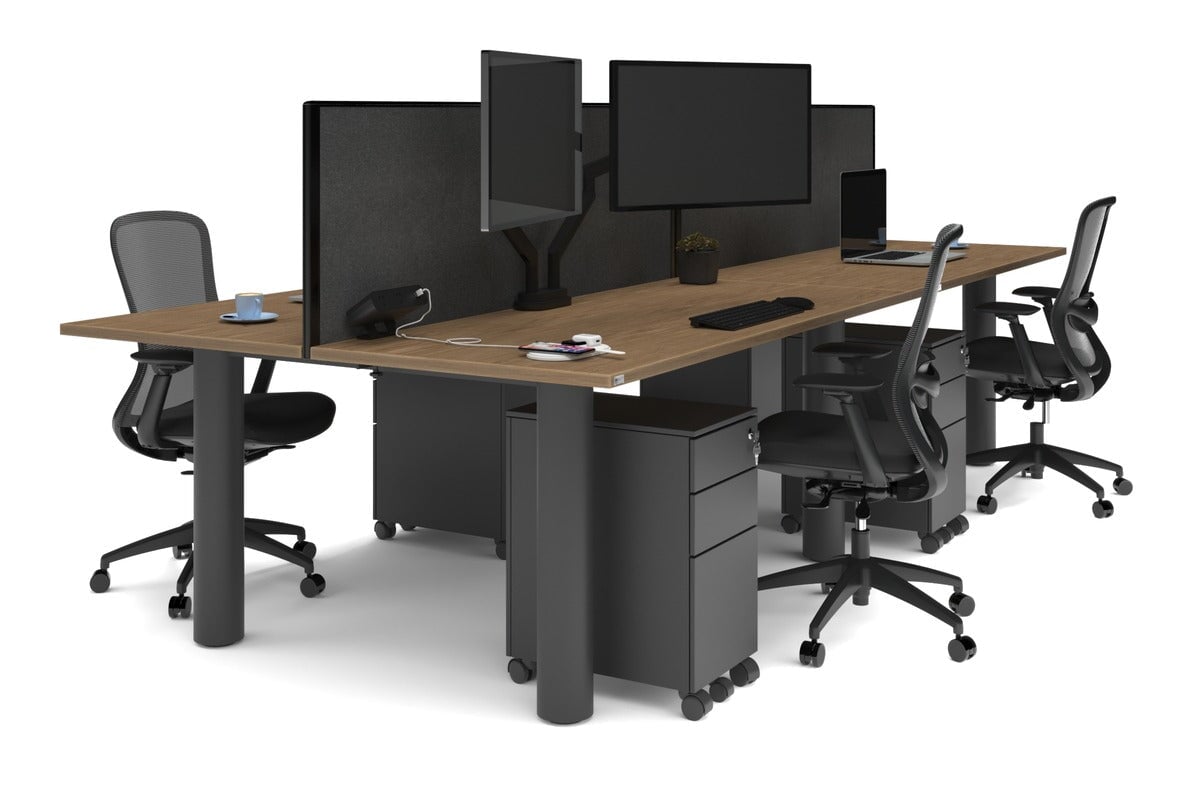 Quadro Cylinder Leg 4-Person Office Workstation Desk [1600L x 700W] - Modern Office Furniture for Team Collaboration & Productivity