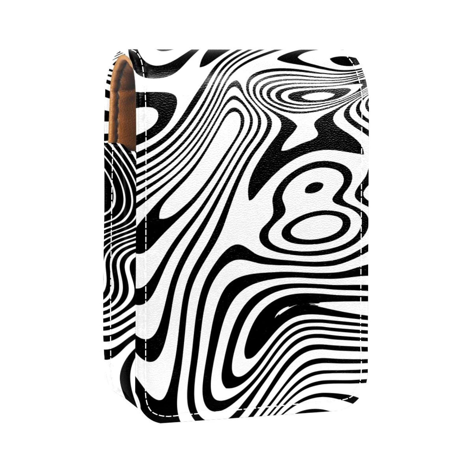 Personalized Marble Print Lipstick Case - Portable Makeup Bag & Cosmetic Organizer with Abstract Art Design (Black/White) | Perfect for Travel, Daily Use & Gift Giving