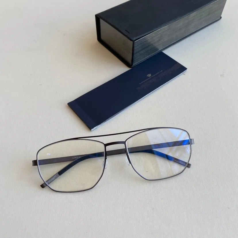 Aimee 9618 Unisex Full Rim Square Double Bridge Titanium Eyeglasses - Lightweight Durable Frames for Work, Reading & Fashion | Men & Women's Stylish Eyewear