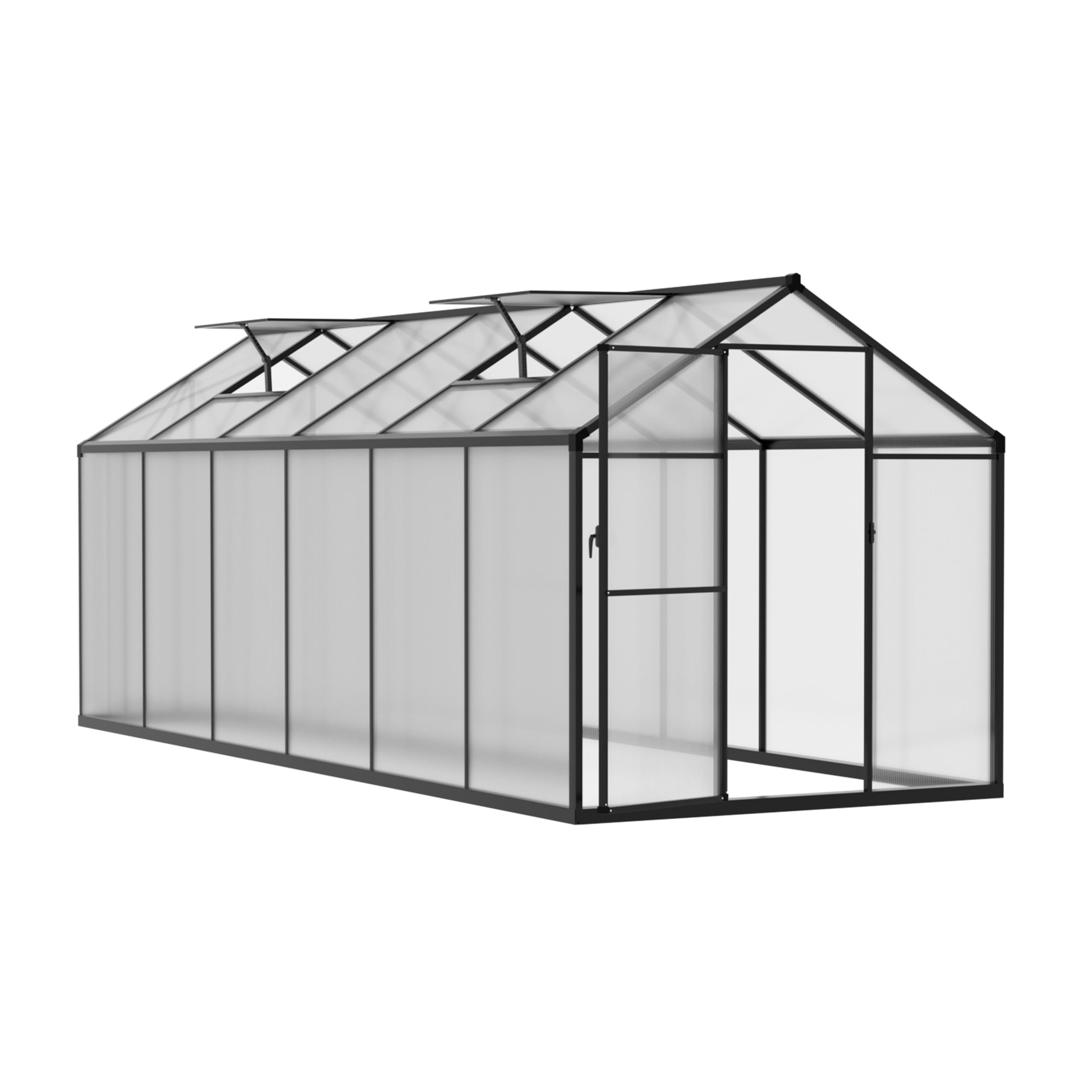 VEIKOU 6x12 FT Outdoor Greenhouse with Upgraded Rivet Structure - 4mm Twin-Wall Polycarbonate Panels & Aluminum Frame - Heavy Duty Winter Greenhouse with 2 Vents & Lockable Door (Gray) - Perfect for Gardening, Seed Starting & Plant Protection in Cold Climates