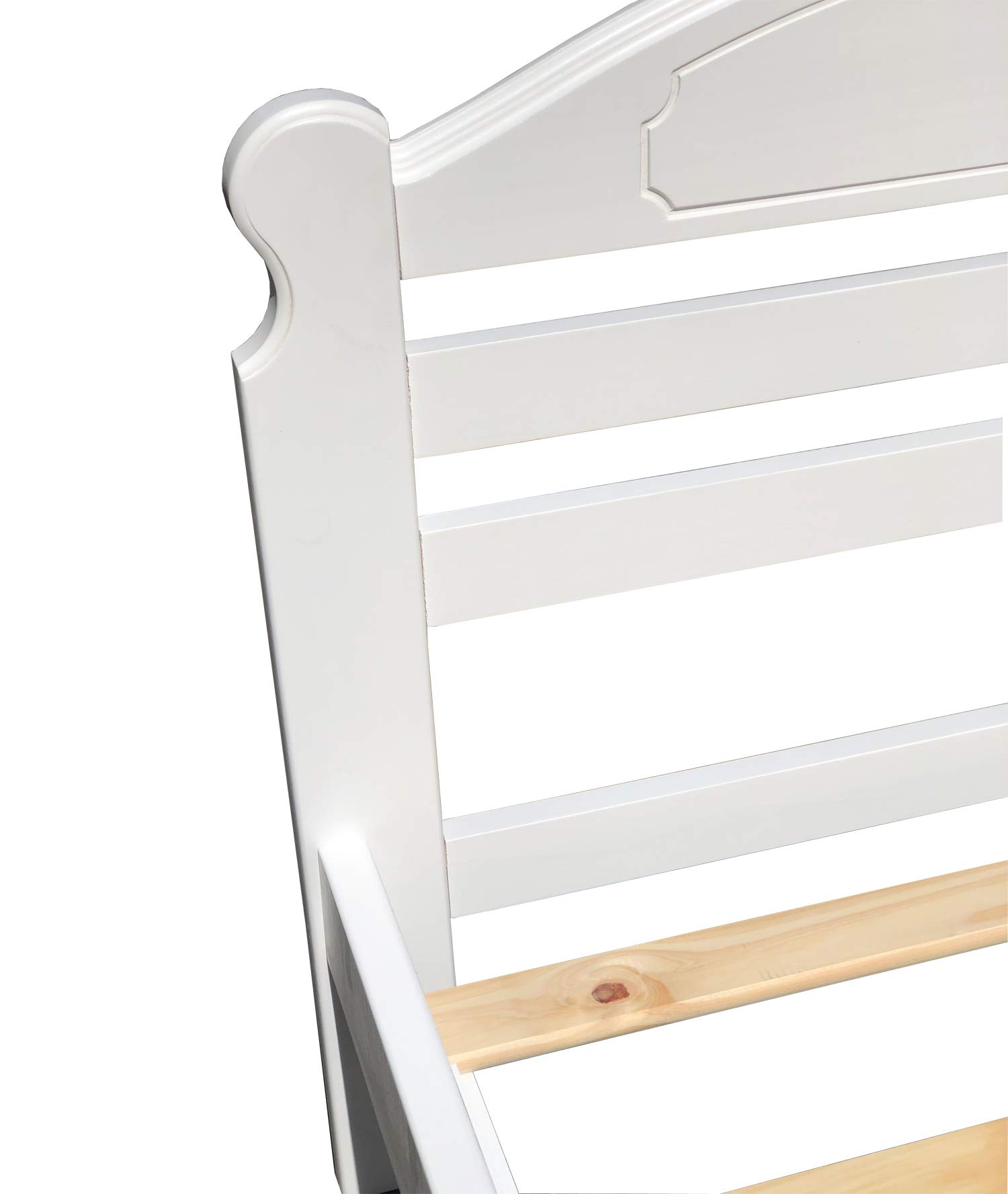 Twin Trundle Bed with Wooden Slats - Solid Pine Wood Frame, White Finish, 39