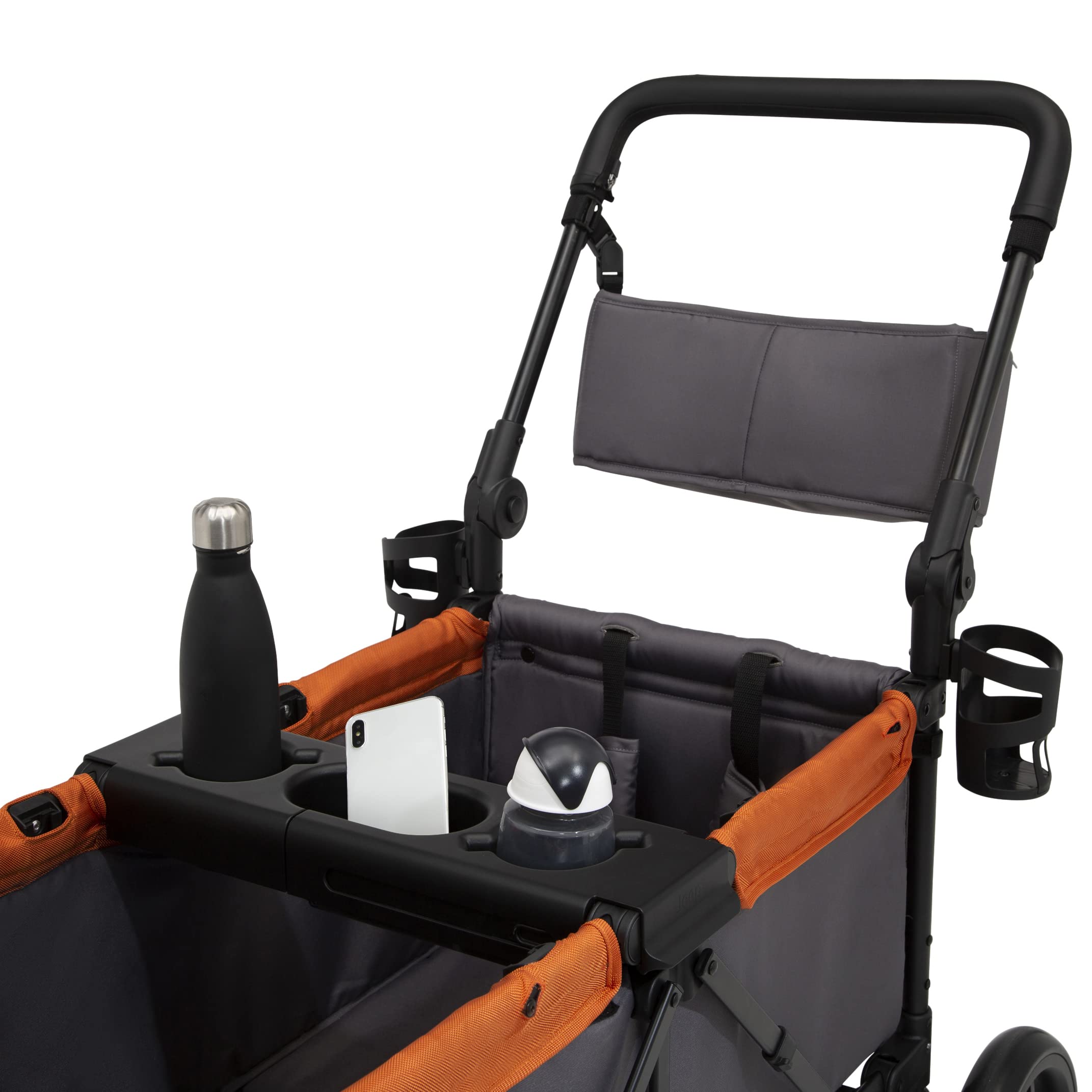 Delta Children Jeep Sport All-Terrain Stroller Wagon with Canopy, Parent Organizer & Snack Tray - Adjustable Handlebar, Cup Holders - Grey/Bonfire - Perfect for Outdoor Adventures, Beach Trips & Family Outings