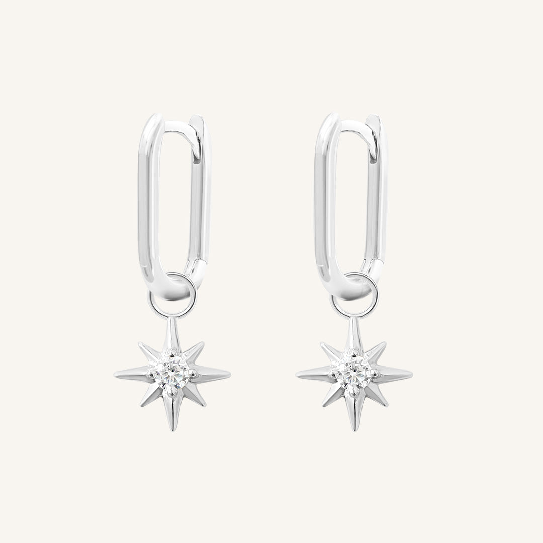 Contentment Star Rectangle Hoops - Trendy Geometric Earrings for Women | Perfect for Everyday Wear, Parties & Special Occasions