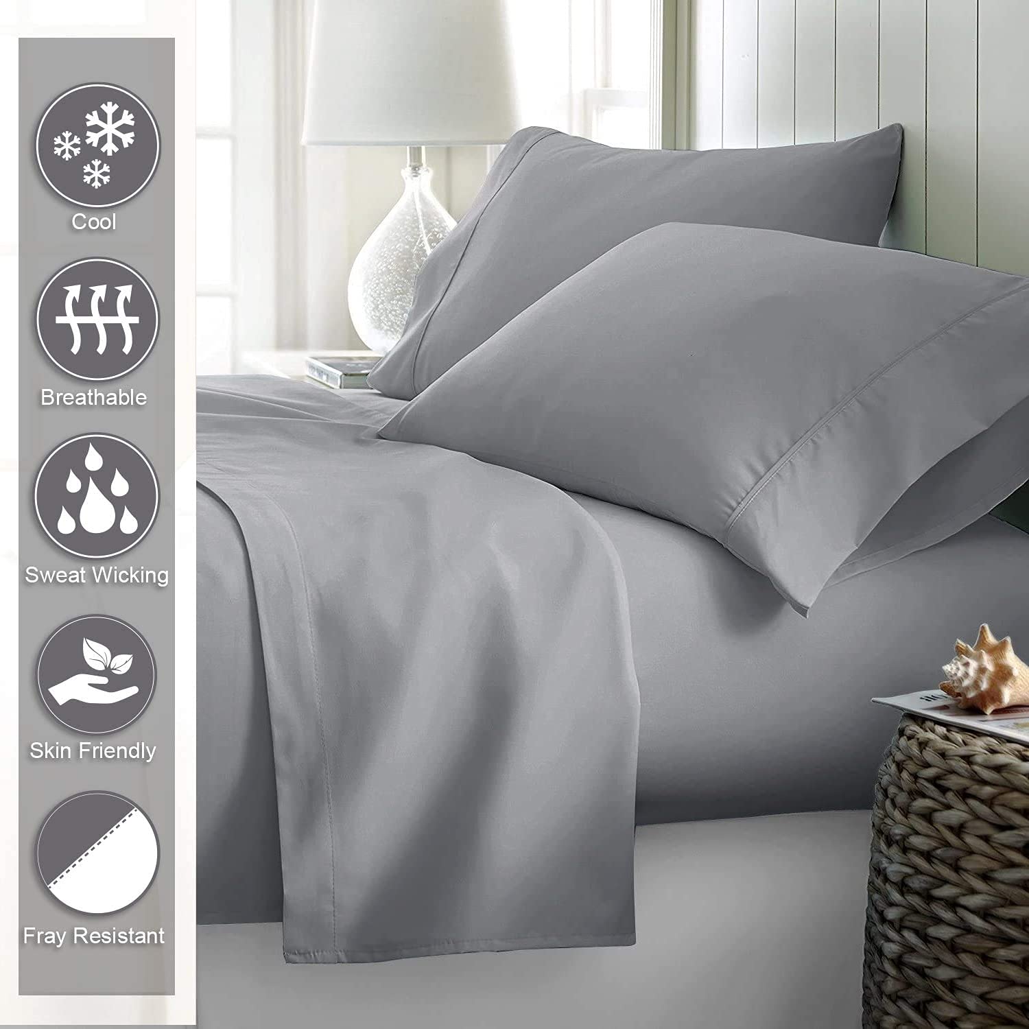 Premium 100% Giza Cotton RV King Sheets 72x80 - 4-Piece Deep Pocket (18