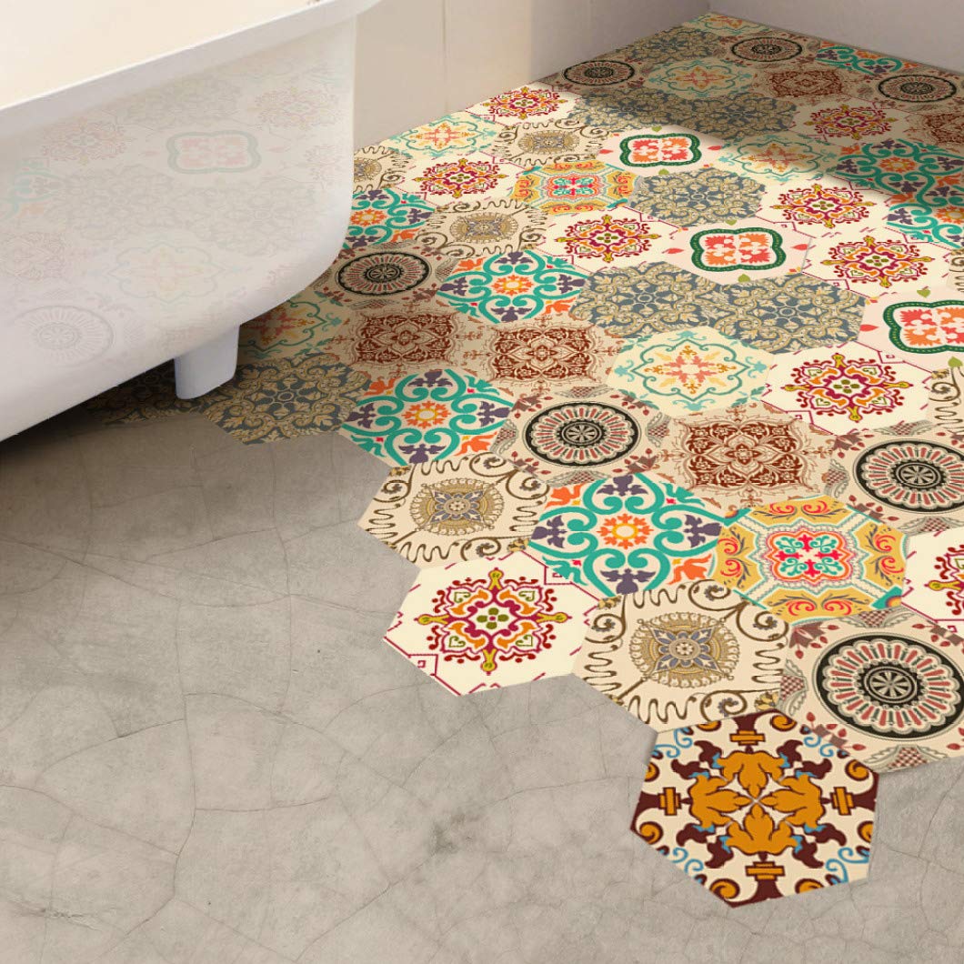 Hexagon Non-Slip Vinyl Floor Tile Stickers - Waterproof Peel & Stick Wall Decals for Home Decor, Kitchen, Bathroom & Living Room - Perfect for DIY Home Improvement, Kids Play Area & Pet-Friendly Spaces