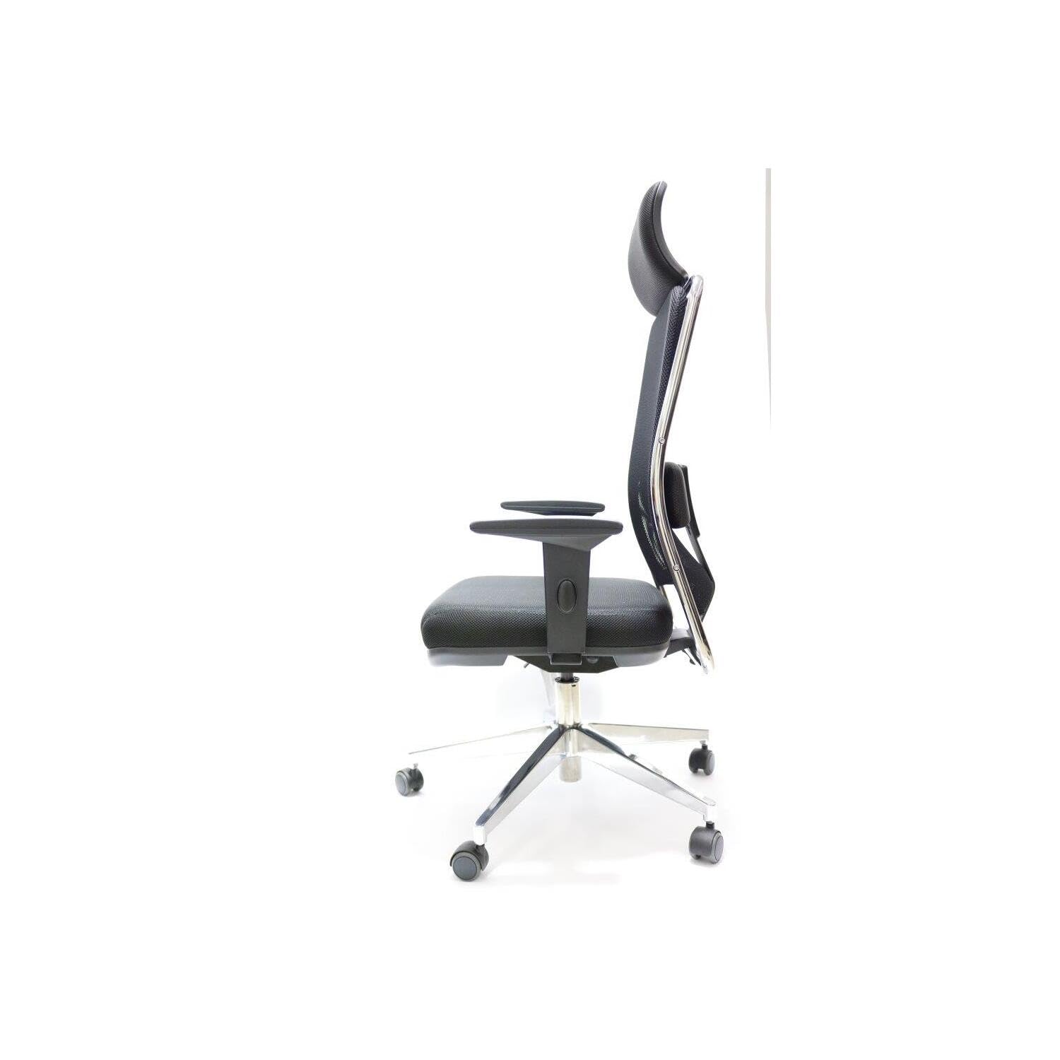 Ergonomic High-Back Office Chair with Headrest - Adjustable Mesh Computer Desk Chair with Lumbar Support - Black - Perfect for Home Office, Gaming & Workspace Comfort