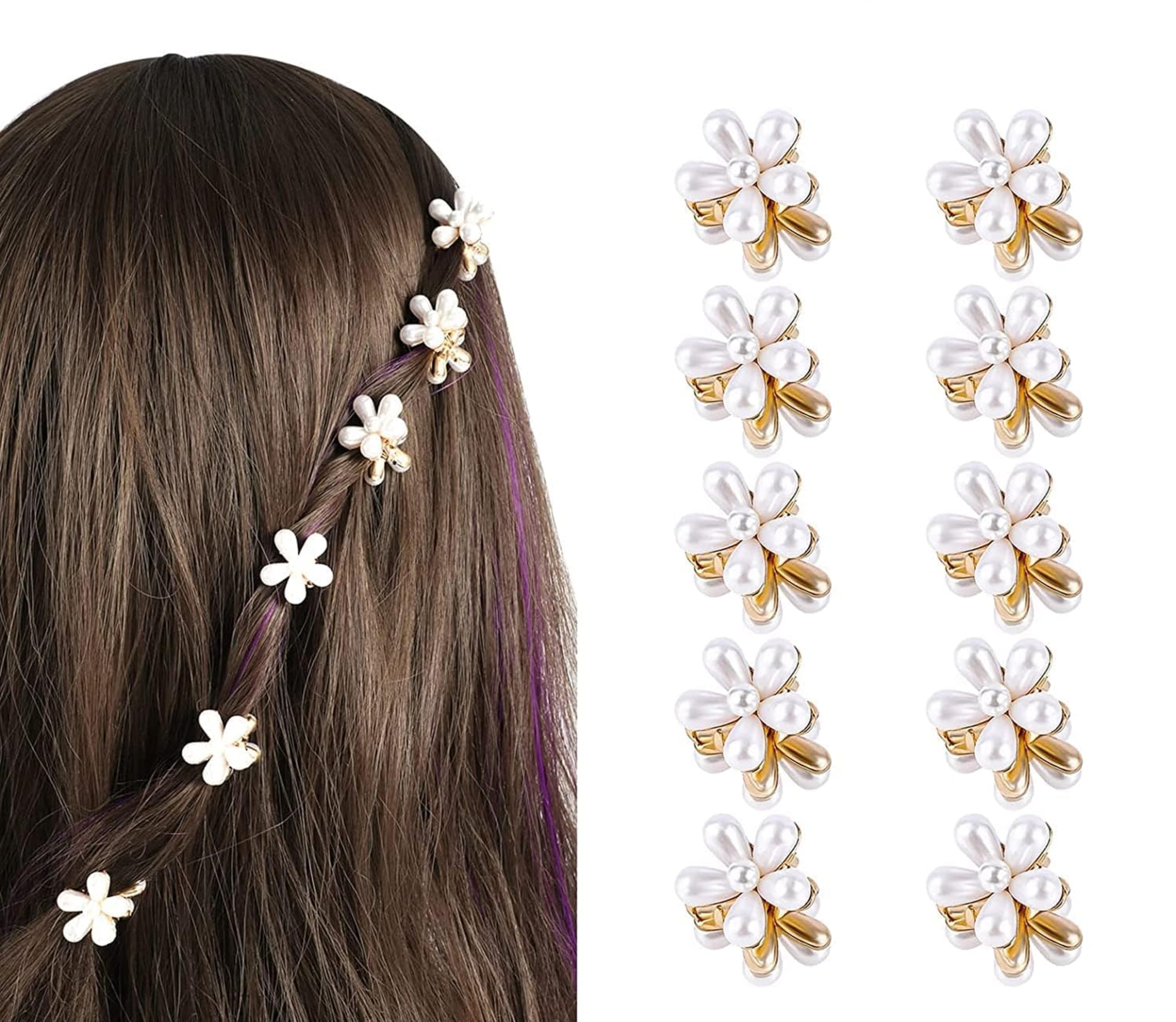 Korean Style Small Pearl Mini Hair Claw Clips with Floral Design - Sweet Hair Accessories for Women & Girls | Barrettes Hair Pins for Kids, Teens & Adults | Perfect for School, Work, Parties & Everyday Use (Pack of 1)