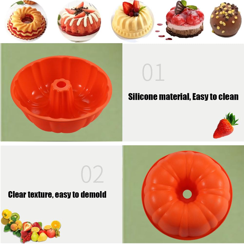 Non-Stick Silicone Bundt Cake Pan Set - 10 Inch Baking Molds for Cakes, Jello, Gelatin (2 Pack, Blue & Red) - Perfect for Birthday Parties, Holiday Desserts & Home Baking