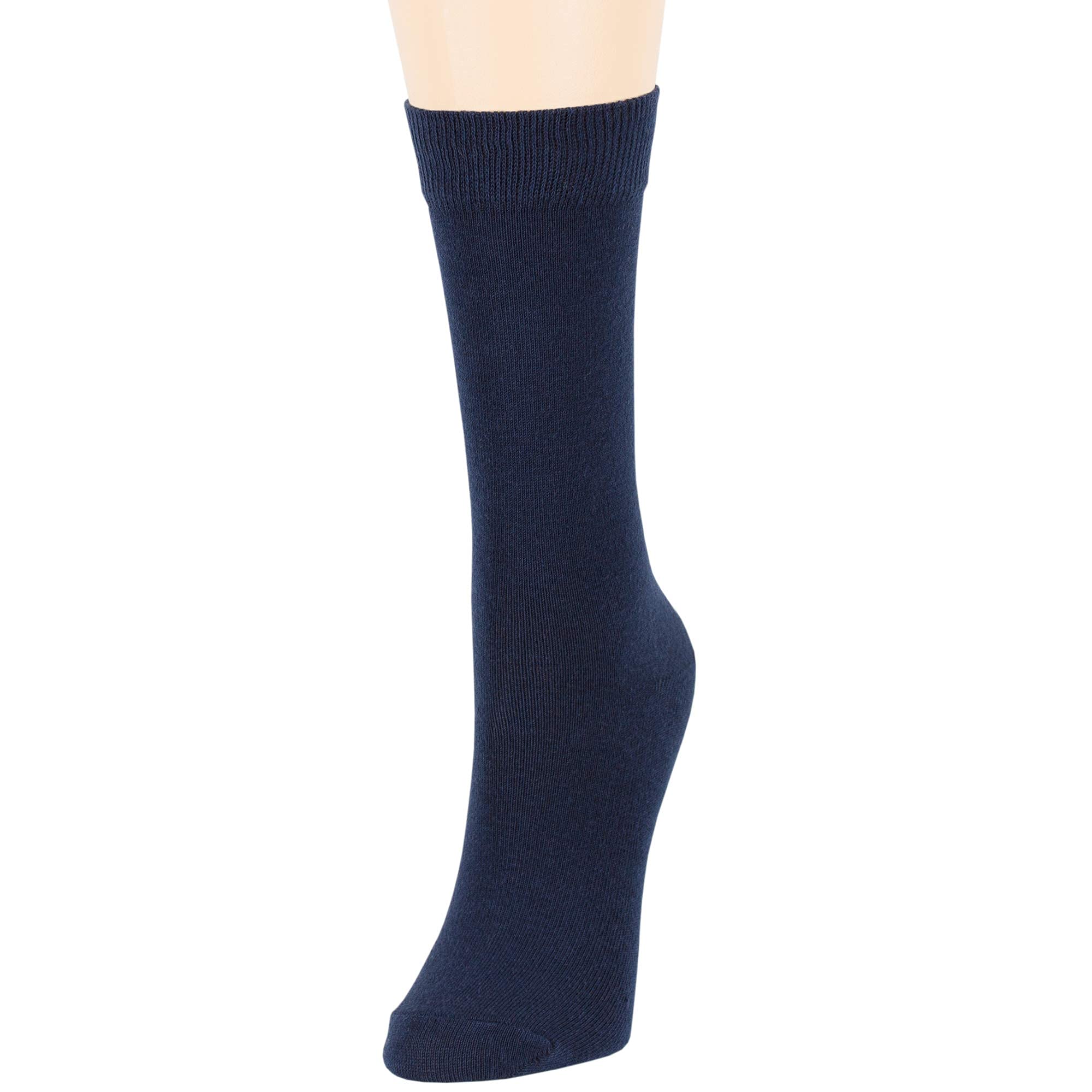 7BigStars Women's Cotton Crew Socks 4-Pack - Soft Breathable Casual Dress Socks in Black, Brown, Blue, Grey, Beige, Khaki & Olive Green - Perfect for Work, Office & Everyday Wear (Size L/M)