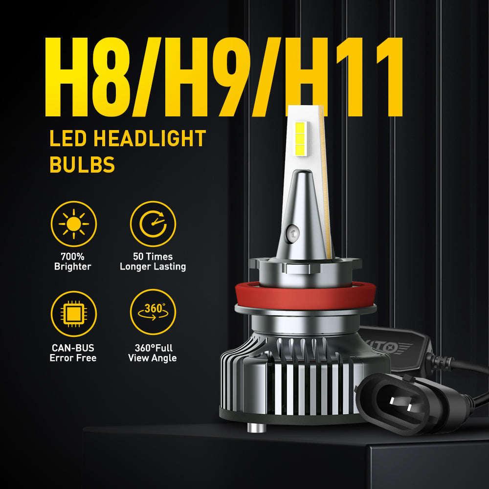 AUXITO 9005 HB3 High Beam & H11 Low Beam LED Bulbs Combo Kit - 400% Brighter, 6500K Cool White Light - Perfect for Night Driving, Fog Lights & Car Headlight Upgrades