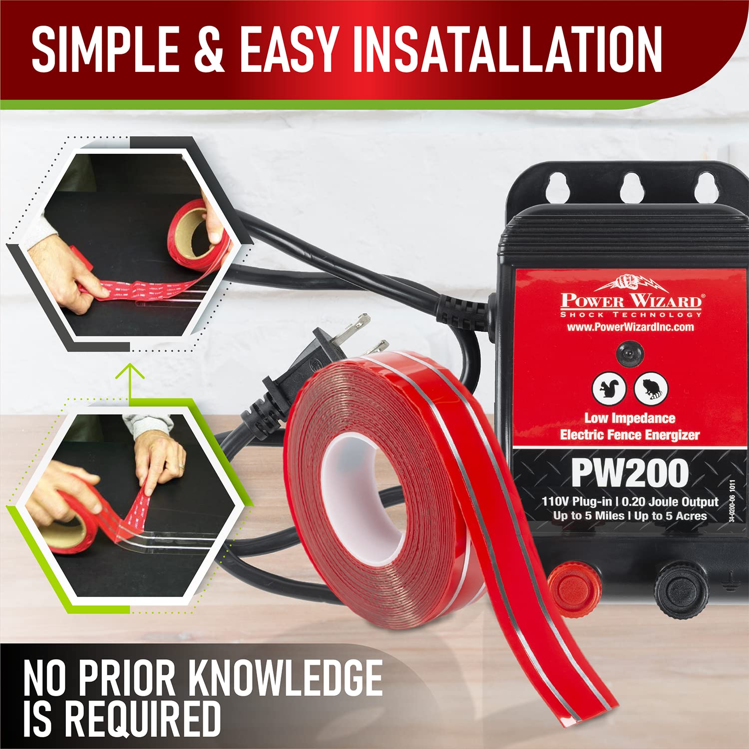 Pigeon & Bird Control Kit - Effective Bird Deterrent for Rooftops, Patios, Windowsills & Fences - Shock Tape & Electronic Charger Set - Humane Alternative to Bird Spikes - Perfect for Home, Garden & Commercial Use