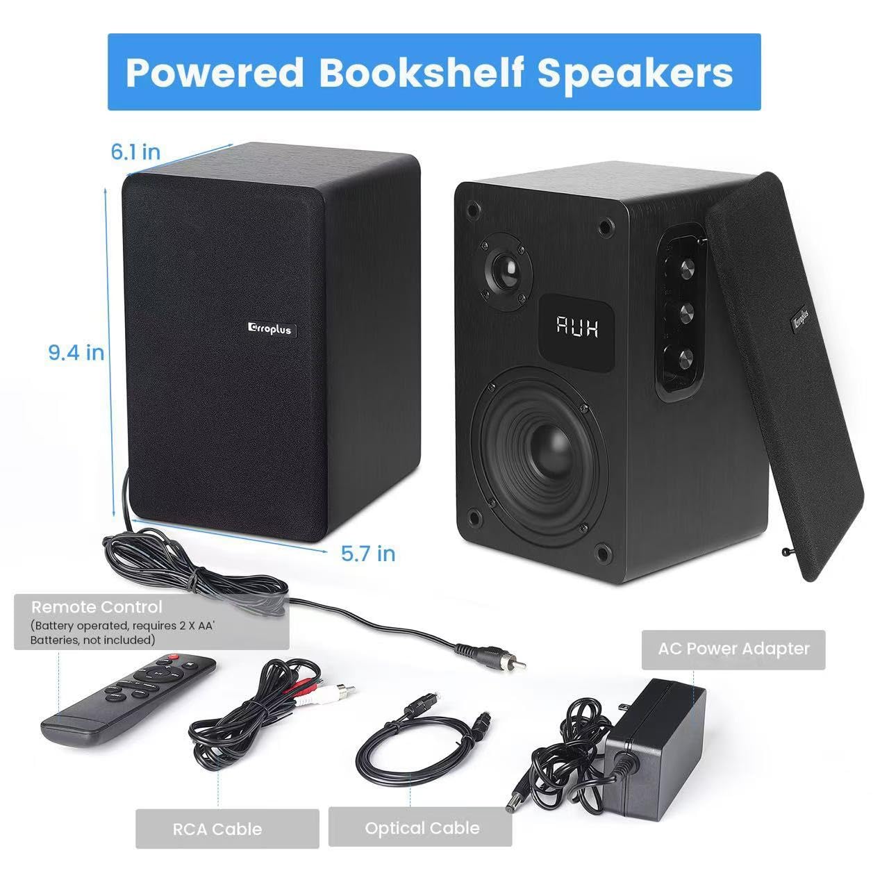 70W Powered Bookshelf Speakers - Active Stereo Studio Monitor Speakers with Wired Optical/ARC/RCA/AUX/BT Input for Turntable, Vinyl Record Player, Home Audio, TV, Gaming PC - Perfect for Home Theater, Music Studio & Office Setup (Black)