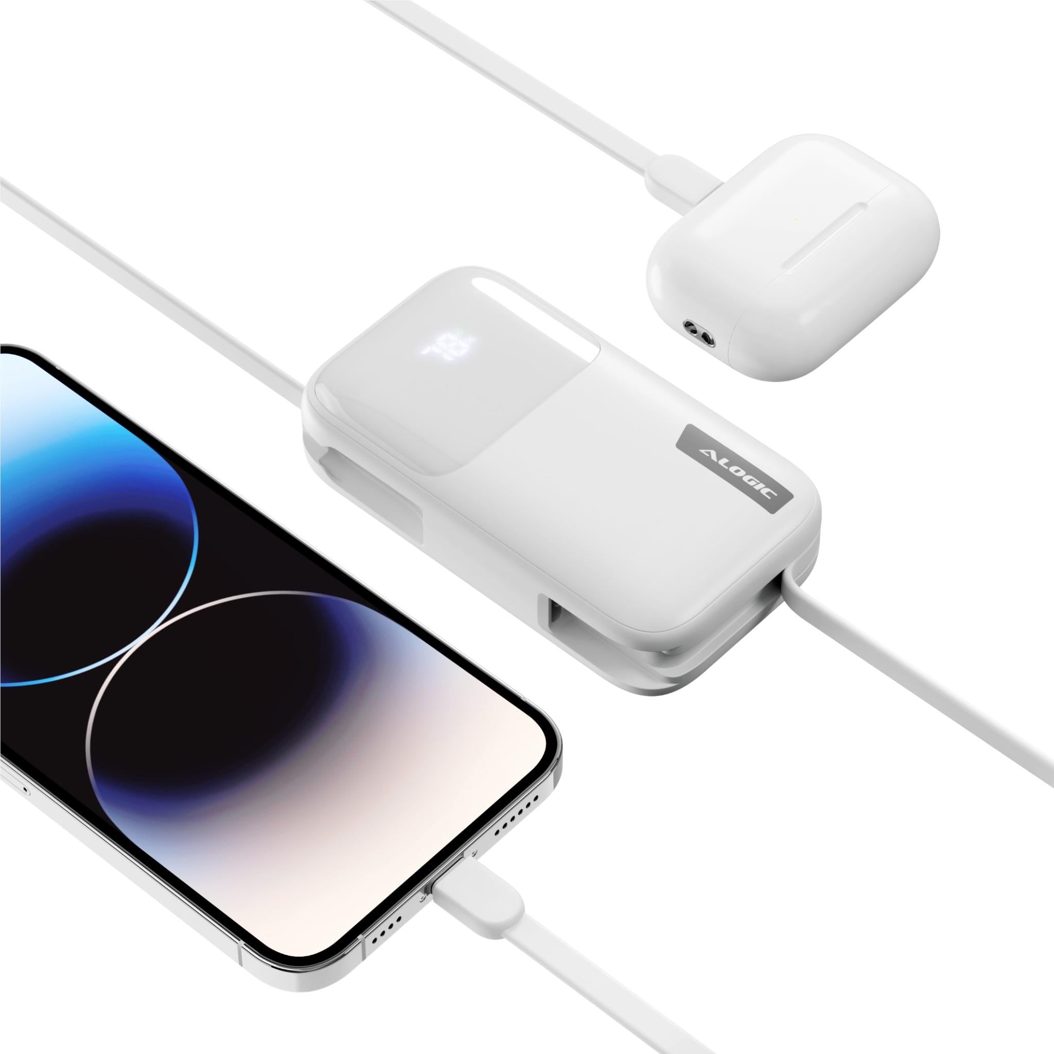 ALOGIC 10K 20W Fast Charging Power Bank with USB-C & Lightning Port - Portable Charger for iPhone, Android, AirPods - Perfect for Travel, Camping & Emergency Backup (White)