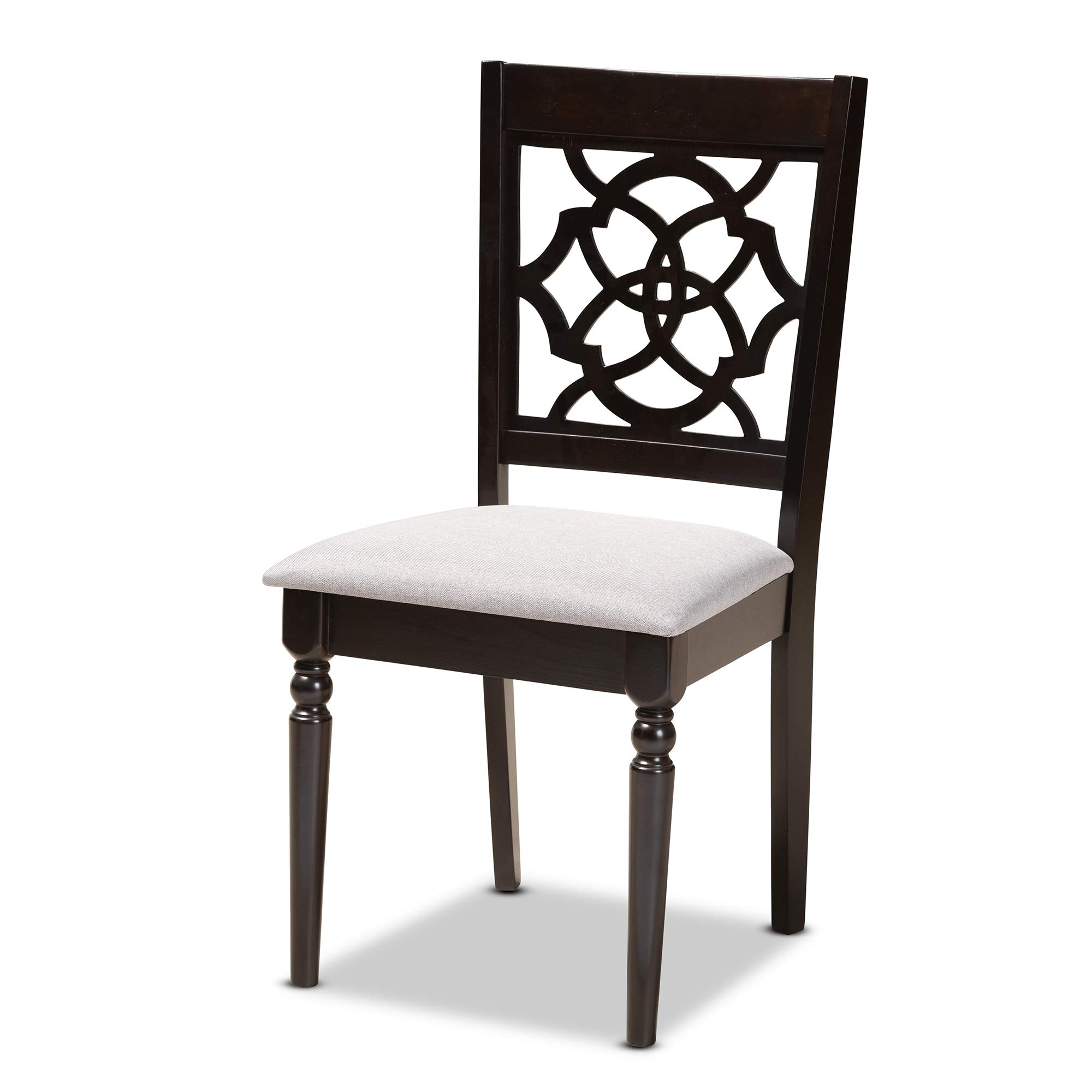 Baxton Studio Modern Dining Table Set with 4 Chairs - Grey & Dark Brown Wood Finish for Kitchen, Dining Room, or Small Space