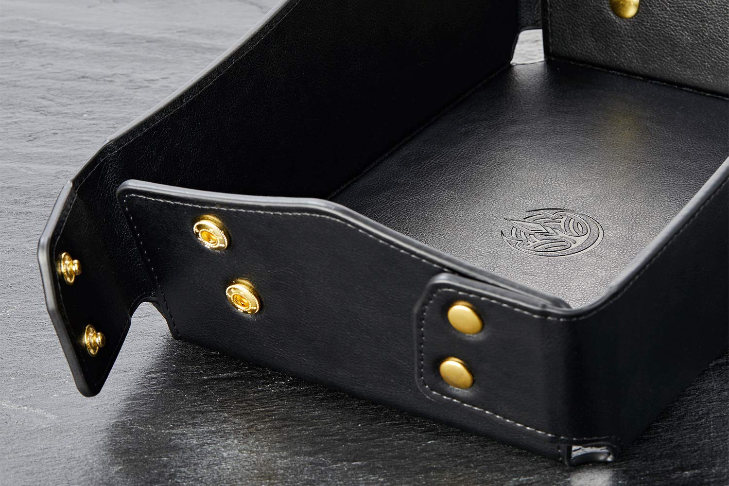 Premium PU Leather Valet Tray - Jewelry Organizer & Storage Tray for Keys, Wallet, Coins | Bedside Nightstand Organizer | Travel Essentials & Home Decor (Black) - Perfect for Bedroom, Office & Hotel Use