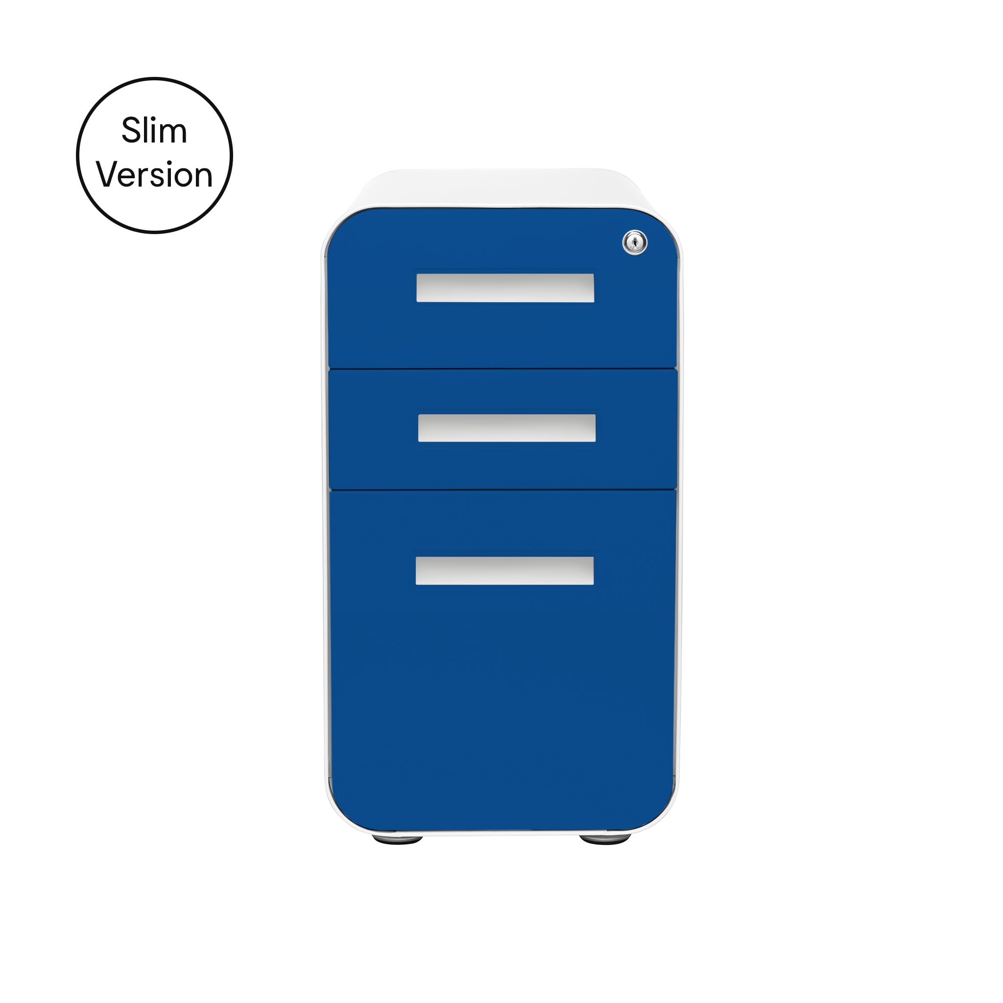 Laura Davidson 3-Drawer Mobile File Cabinet with Lock - Under Desk Metal Filing Cabinet for Legal/Letter Folders, Wheels & Stationary Feet, Pre-Assembled, Blue - Perfect for Home Office & Workspace Organization