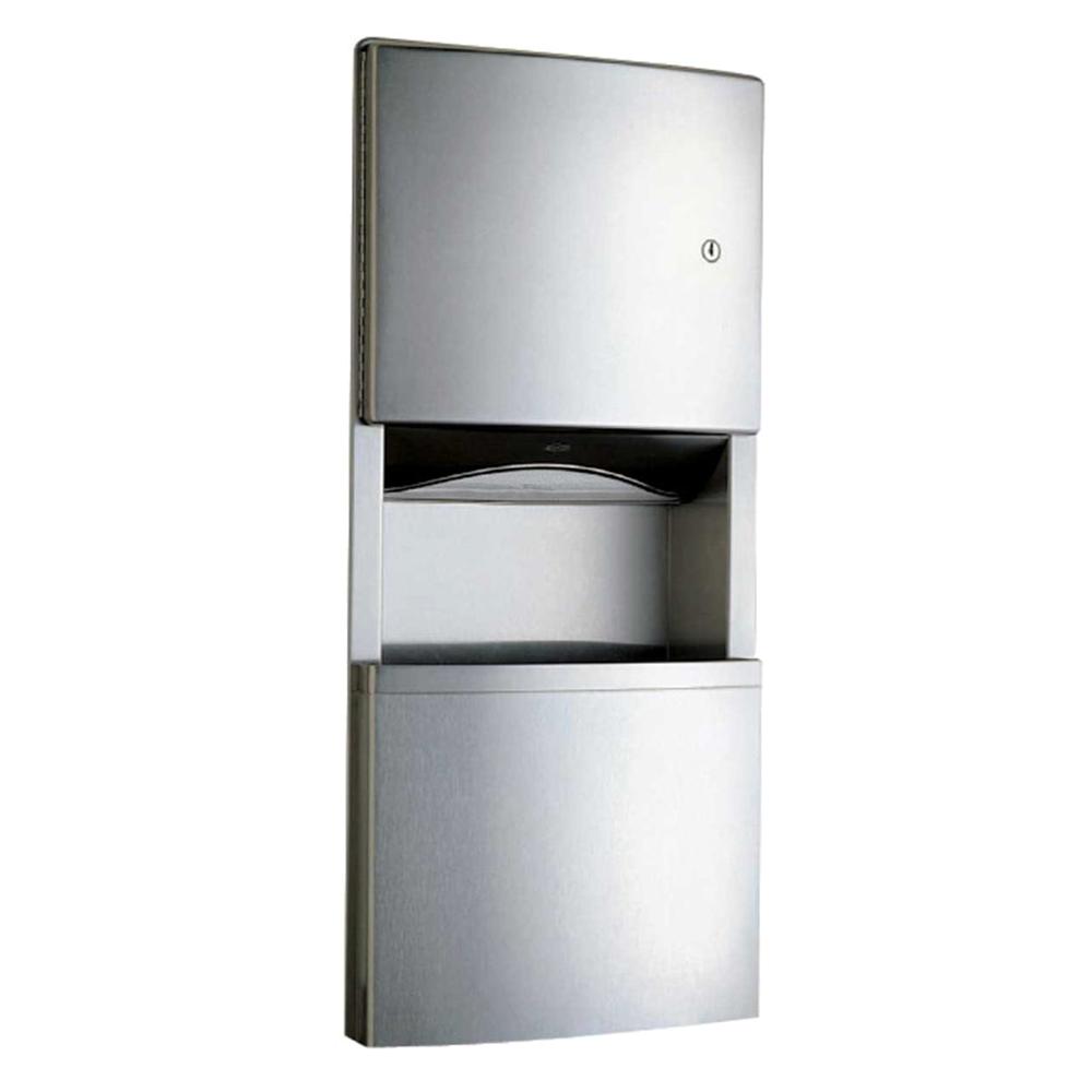 Bobrick B4369 ConturaSeries Recessed Paper Towel Dispenser & Waste Receptacle - Satin Finish for Restrooms, Kitchens & Commercial Spaces