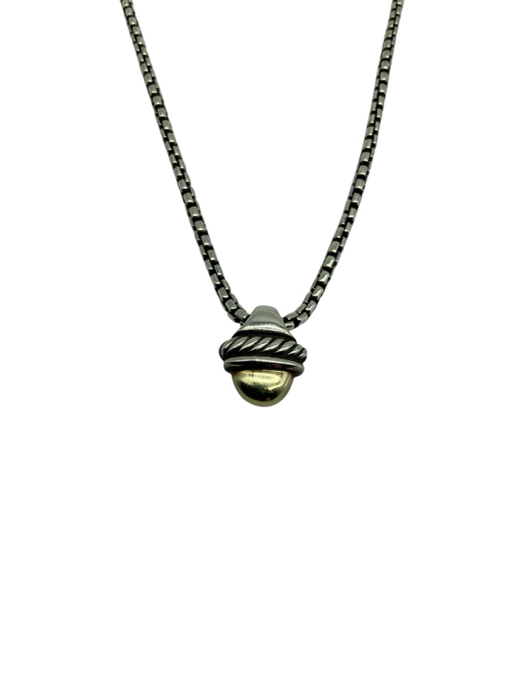 David Yurman 14k Gold & Sterling Silver Acorn Pendant Necklace for Women - Elegant Jewelry Gift for Birthday, Anniversary & Special Occasions