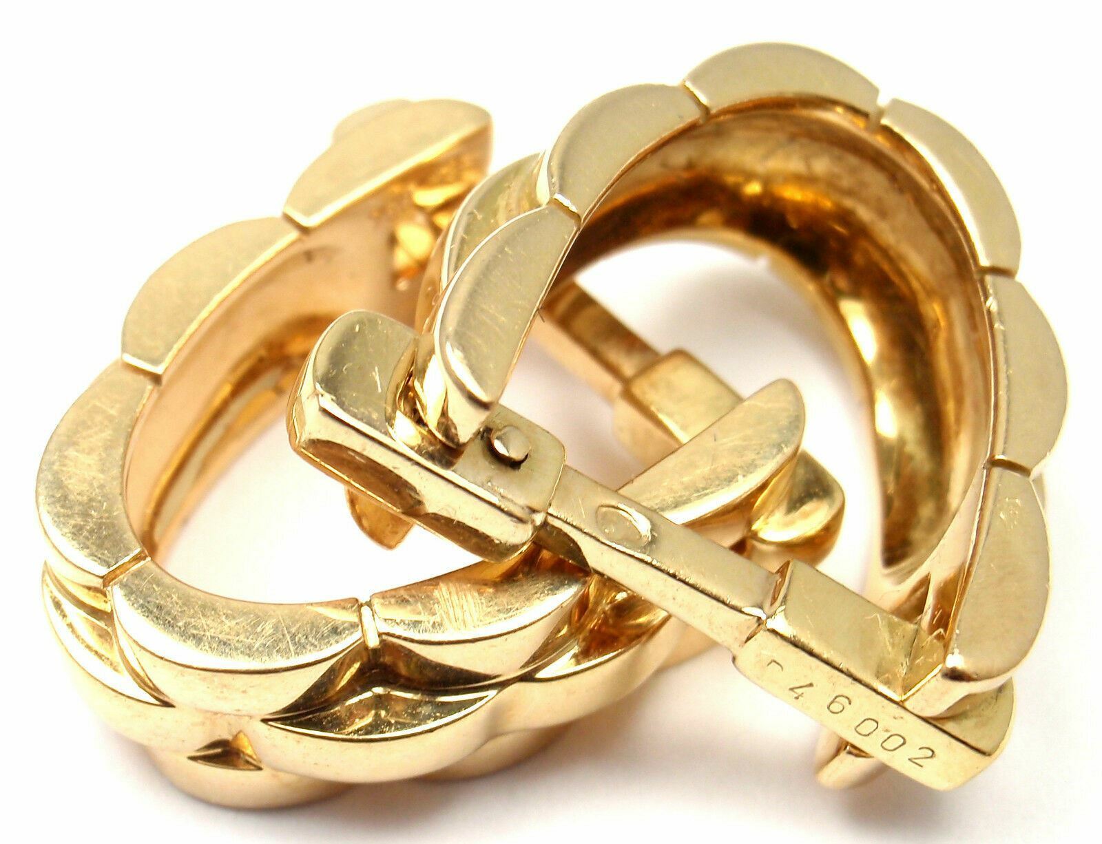 Authentic Cartier Panthere Maillon 18k Yellow Gold Stirrup Cufflinks for Men - Luxury Gift for Weddings, Business & Formal Occasions