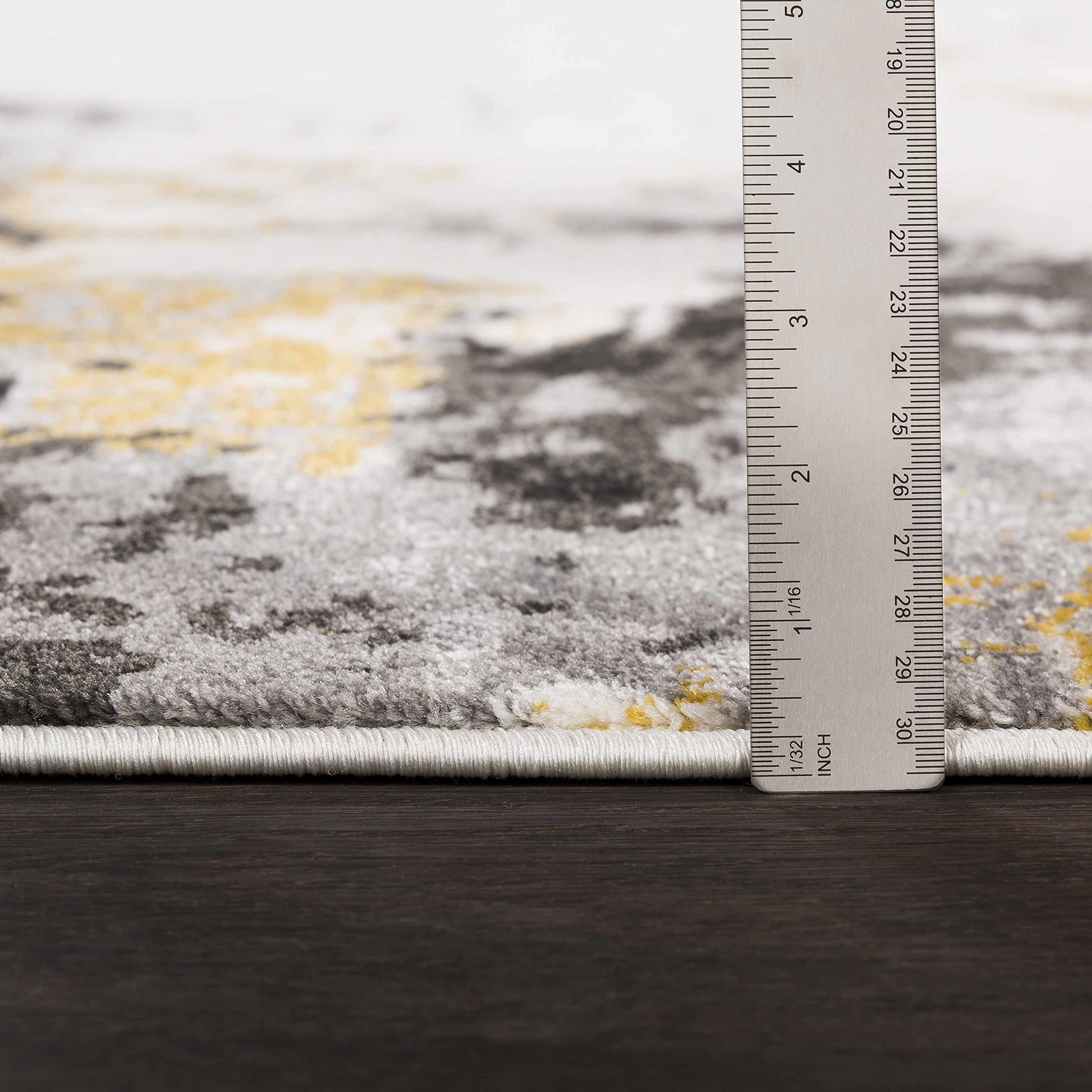 Hauteloom Modern Area Rug for Living Room & Bedroom - Soft Gray, Black, Beige - 2' x 2'11