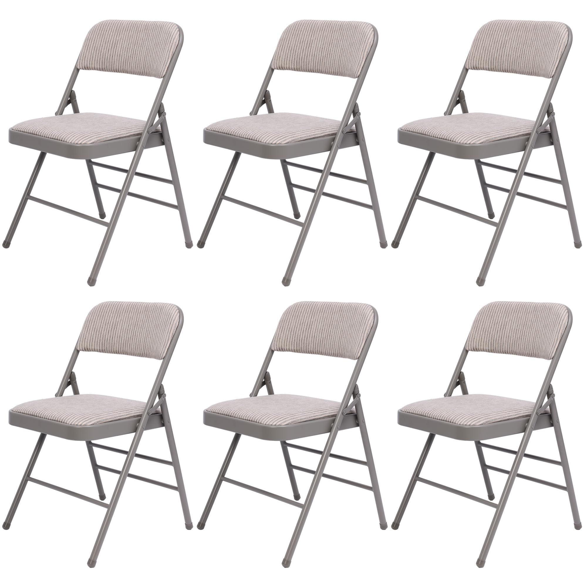 SEALAMB 6 Pack Fabric Folding Chairs with Padded Seat & Back - Heavy Duty Stackable Chairs with Reinforced Metal Frame for Home, Office, Events - Perfect for Indoor & Outdoor Parties, Weddings, Banquets, and Gatherings