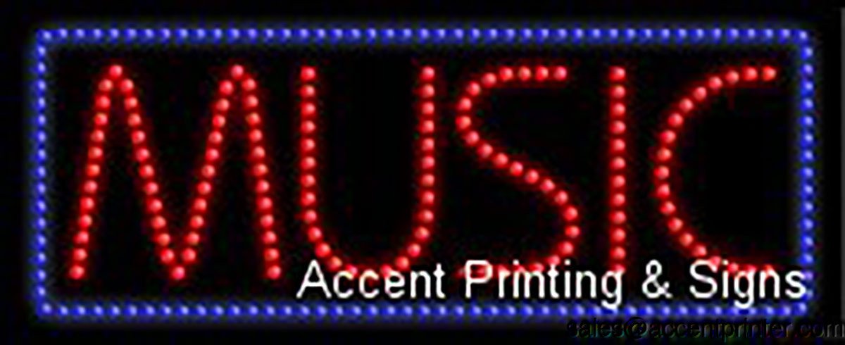 Music LED Sign - High Impact & Energy Efficient Wall Decor for Bedroom, Party & Home Studio Lighting