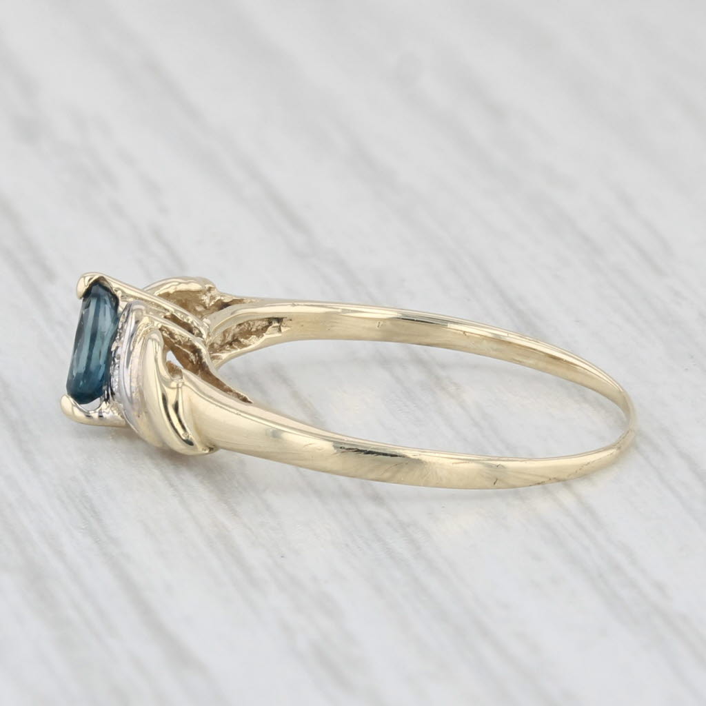 0.22ctw Marquise Blue Sapphire & Diamond Engagement Ring in 10k Yellow Gold, Size 5.5 - Perfect for Proposals, Anniversaries & Special Occasions