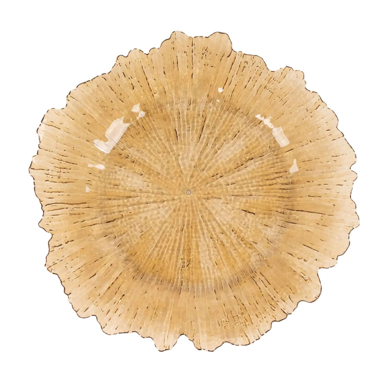 Efavormart 6 Pack Amber Gold Round Reef Acrylic Plastic Charger Plates - 13
