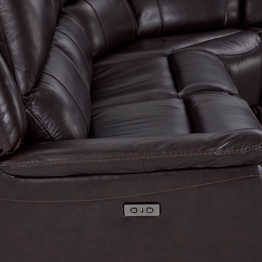 Cordova Leather 6-Piece Power Reclining Sectional Sofa Set in Dark Brown | Modern Living Room Furniture for Home Theater & Family Gatherings