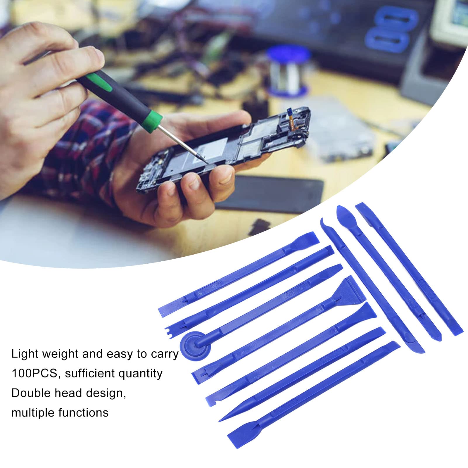 100PCS Anti-Static Spudger Set - Electronics Repair Tool Kit with Lightweight ABS Pry Tools for iPhone, Samsung, Laptop & Tablet Opening - Blue Phone Repair Tools for Technicians & DIY Enthusiasts (Perfect for Screen Replacement & Internal Component Access)