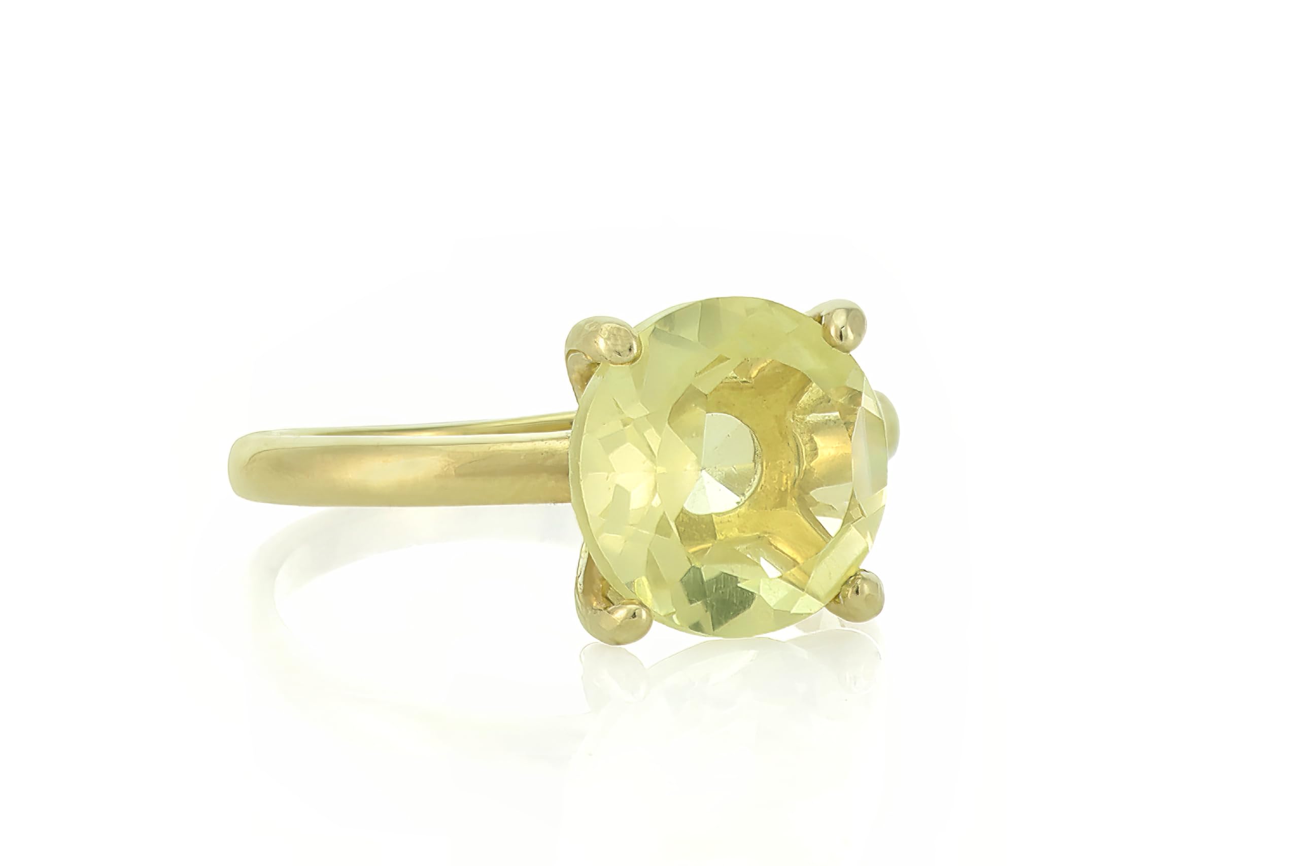 14K Gold Lemon Quartz Cocktail Ring - Elegant Prong Set Stackable Gemstone Ring for Women - Perfect for Parties, Weddings & Everyday Wear