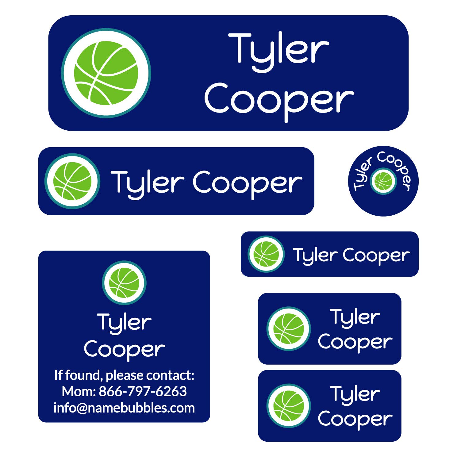 Custom Name Labels for School & Daycare - 95 Personalized Waterproof Stickers (6 Sizes) - Perfect for School Supplies, Water Bottles, Lunch Boxes, Shoes & Clothes - Basketball Design - Great for Organizing Kids' Belongings & Back-to-School Essentials