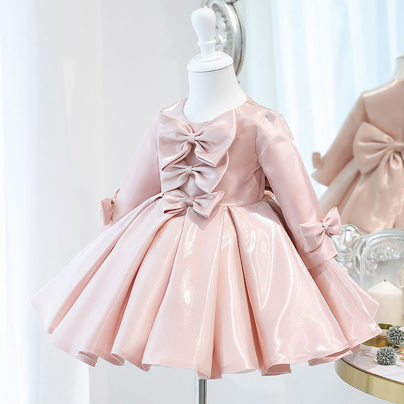 Baby Girl Dress Toddler - Autumn Winter Princess Dress with Bow Knot for Birthday Party & Special Occasions | Soft & Comfortable Formal Wear