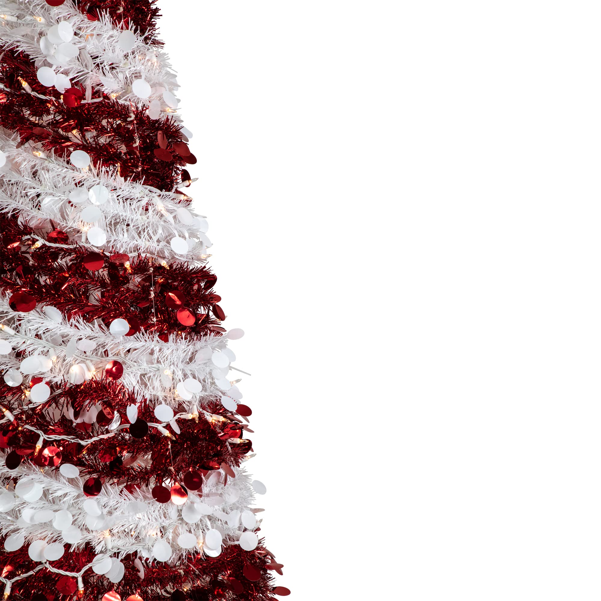 4ft Pre-Lit Candy Cane Striped Pop-Up Artificial Christmas Tree with Clear LED Lights - Perfect for Holiday Home Decor, Office Party & Festive Gift Giving