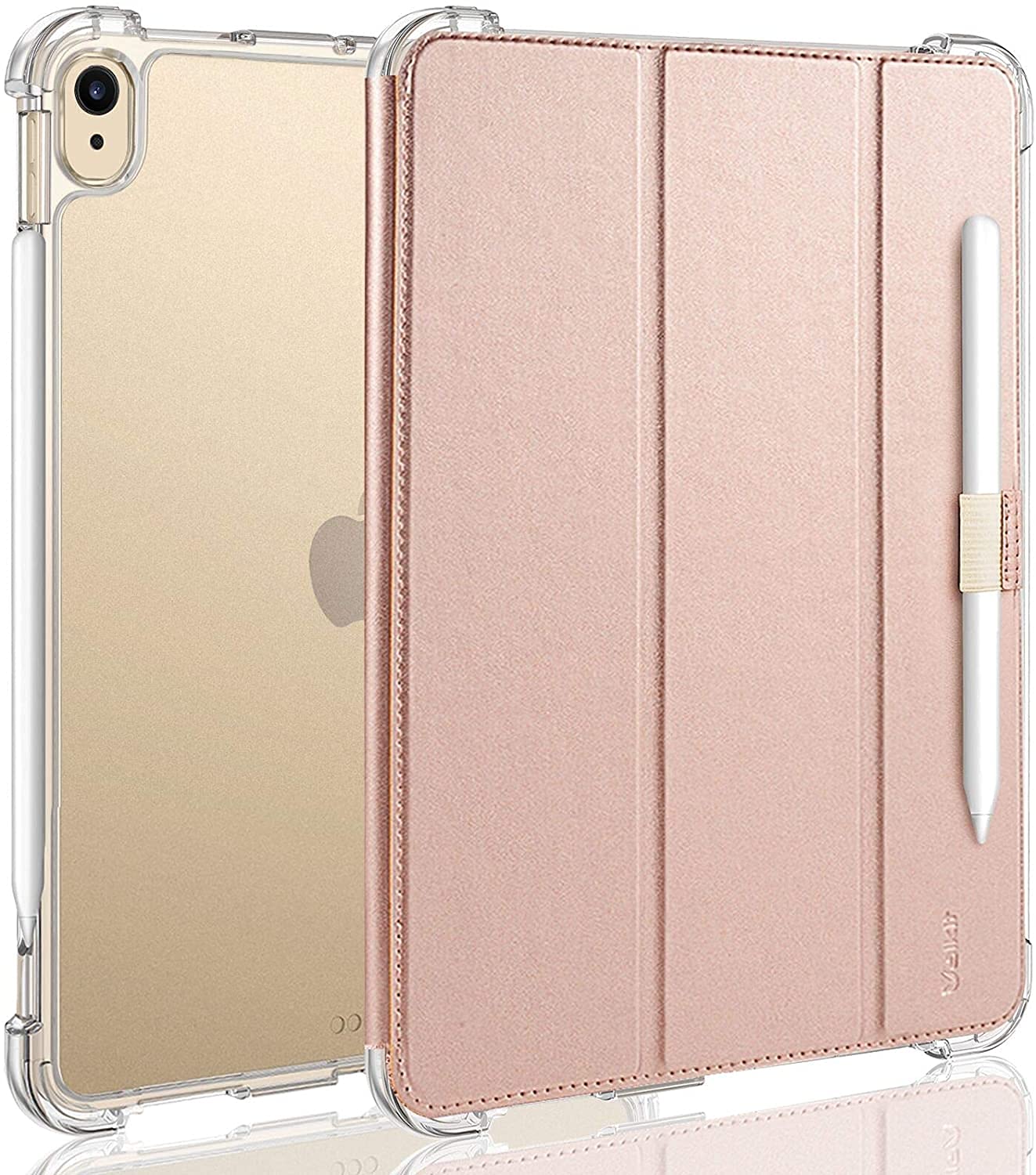 Valkit iPad Air 4 Case (2020 10.9 Inch) - Translucent Frosted Smart Cover with Apple Pencil 2nd Gen Charging Support | Protective Back Cover for iPad Air 4th Generation | Perfect for Work, School & Travel (Rose Gold)