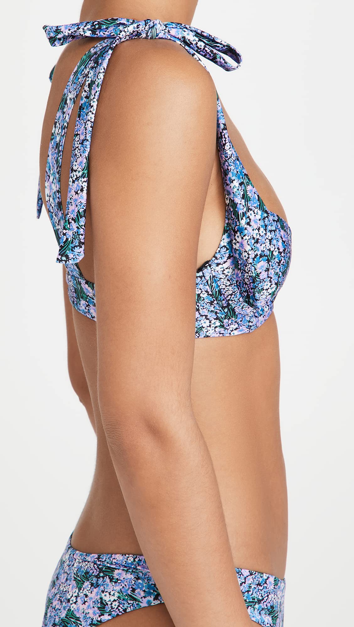 Beach Riot Women's Blair Bikini Top - Black Floral Print Swimwear Bikini Bra Size S | Perfect for Beach Vacations, Pool Parties & Summer Getaways