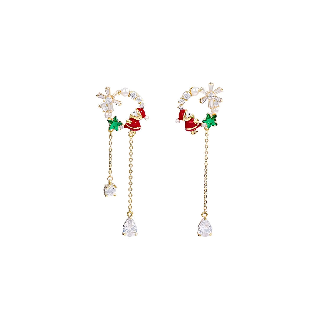 Asymmetric Santa Claus Earrings - Christmas Stocking Stuffers for Women | Festive Holiday Jewelry Gift for Parties & Xmas Celebrations | AE1656