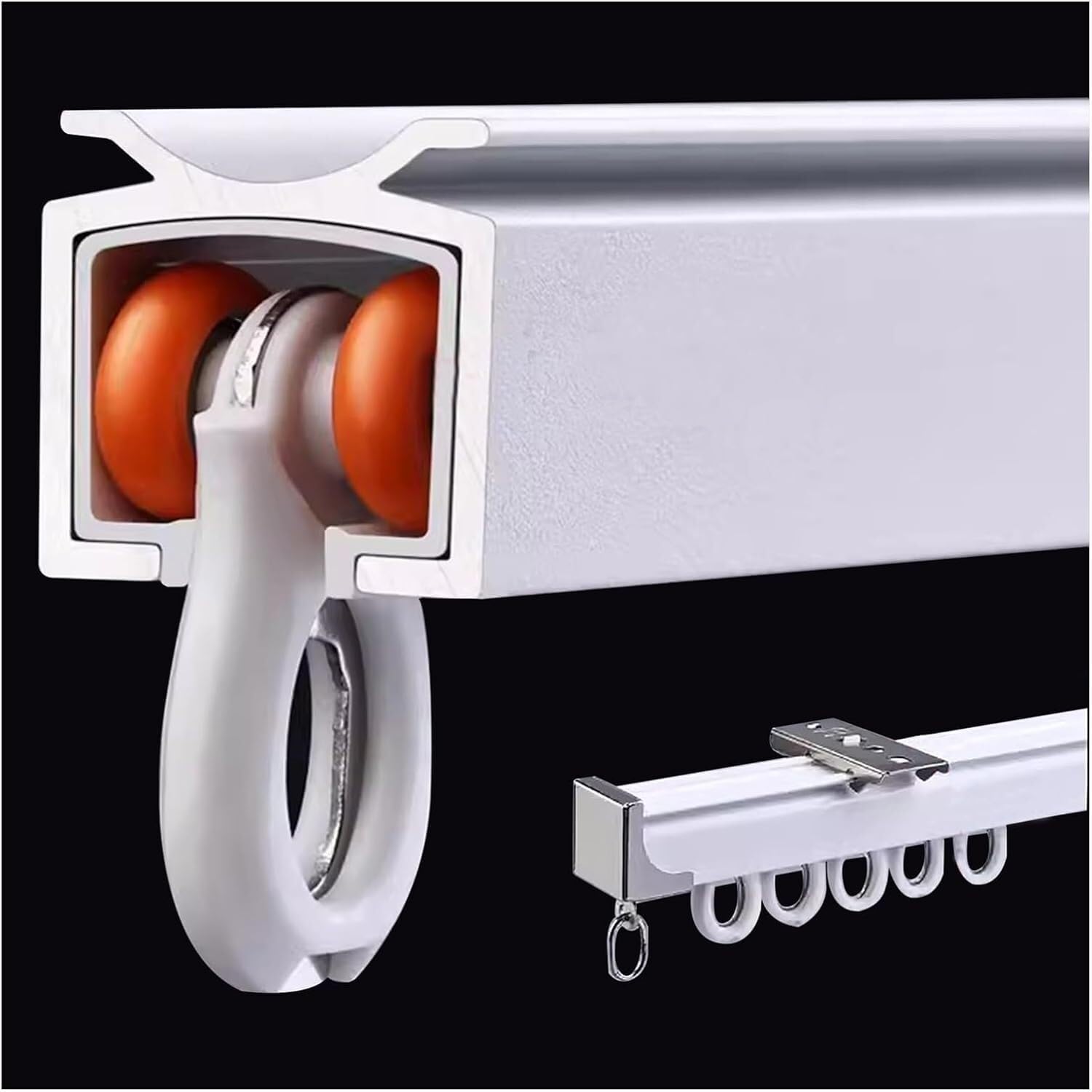 Heavy Duty Aluminum Curtain Track with Gliders & Hooks - 8m/26.2ft Ceiling Mount Wrap-around Silent Sliding Shower Rod for Room Divider, Bedroom, Living Room & Bathroom Curtains | Durable & Noise-Free Solution for Home & Office Spaces