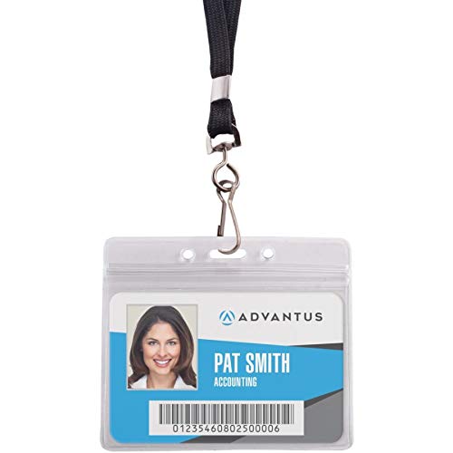 Advantus Resealable ID Badge Holder with Lanyard - 3 3/4